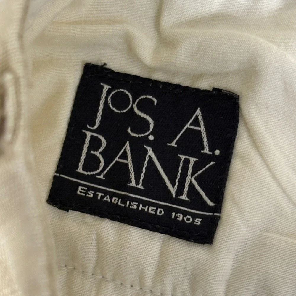 Jos A Bank Mens 35x32 Linen Tencel Pleated Cuffed Dress Pants Khaki Tan AQ370
